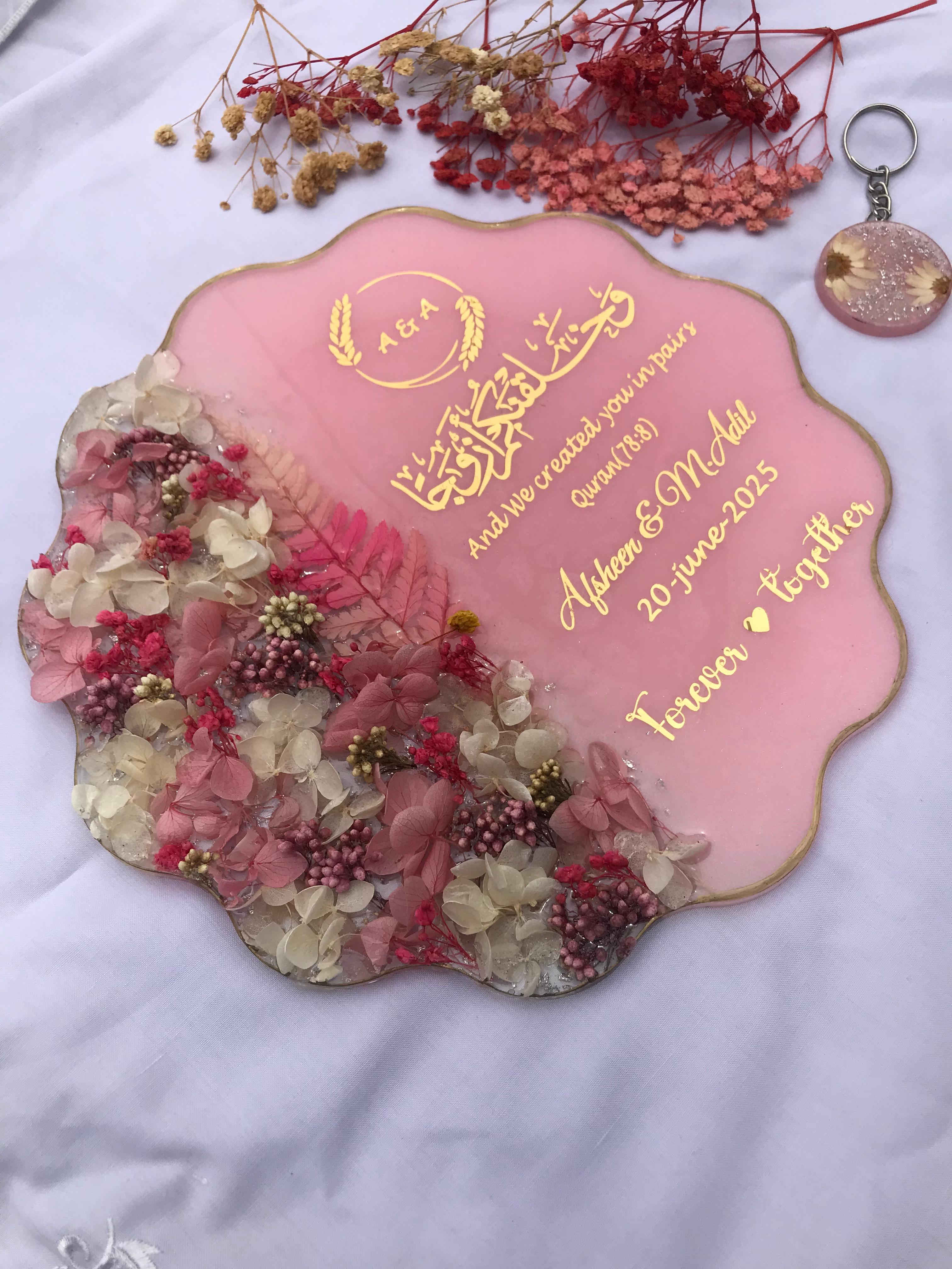 Elegant Islamic Wedding Ring Tray | Personalized Nikkah Gift for Bride and Groom