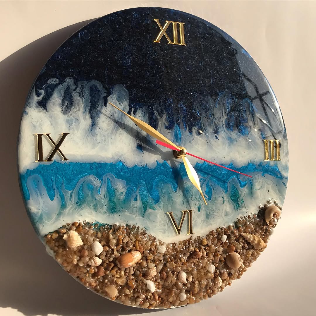 Luxury Handcrafted Resin Wall Clock — Artistic Elegance for Modern Spaces