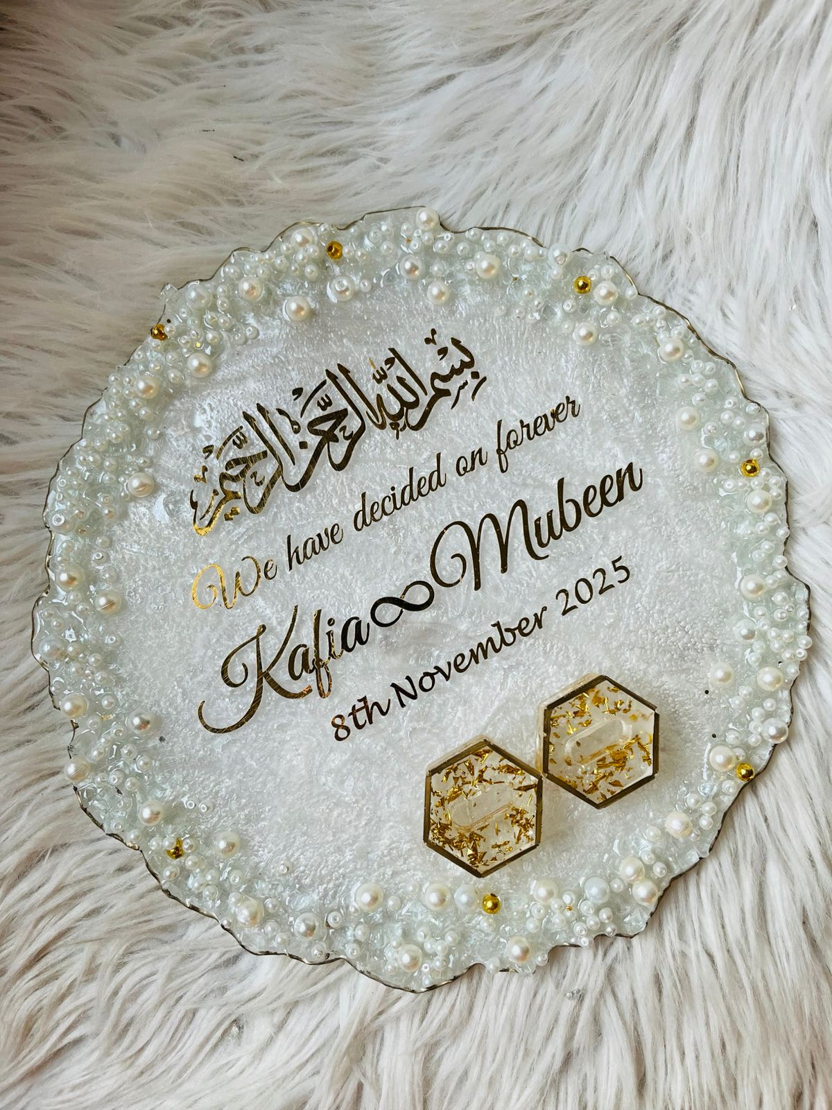 Custom Nikkah Gift Resin Tray – Quran Verse Design