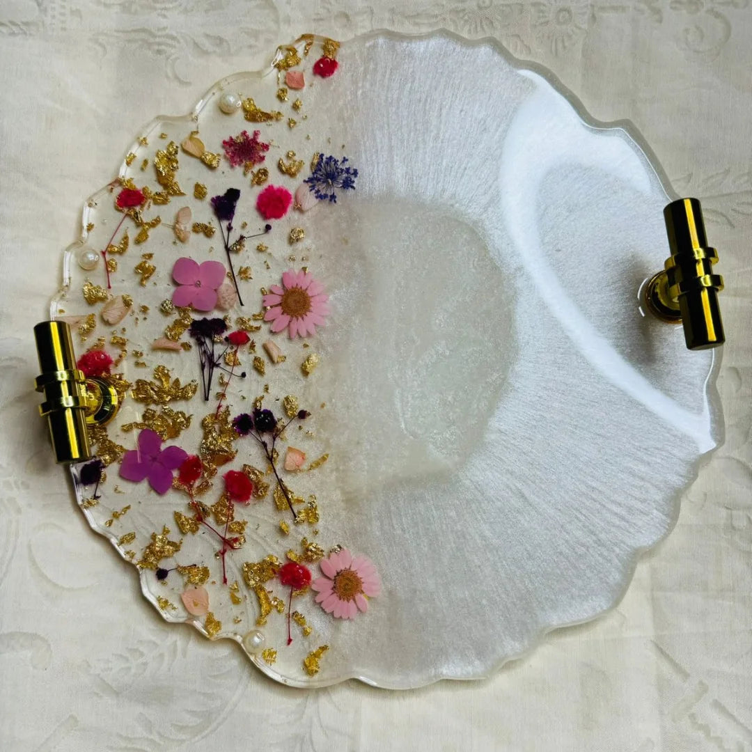 Pressed Flower Resin Tray | Custom Floral Art Tray | Gift for Her