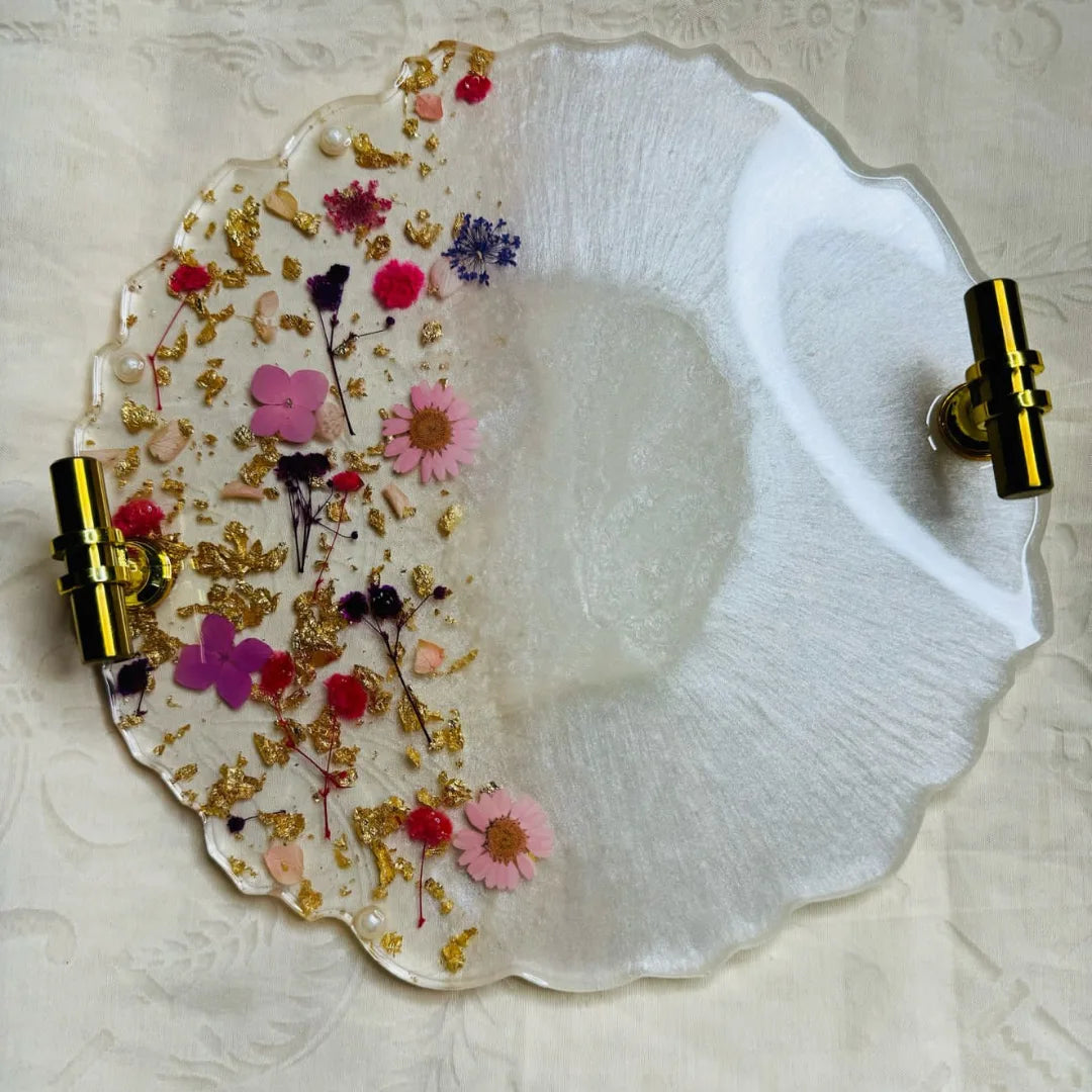 Pressed Flower Resin Tray | Custom Floral Art Tray | Gift for Her